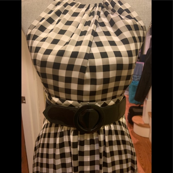 White House Black Market Dresses & Skirts - Gingham black and white spring halter dress